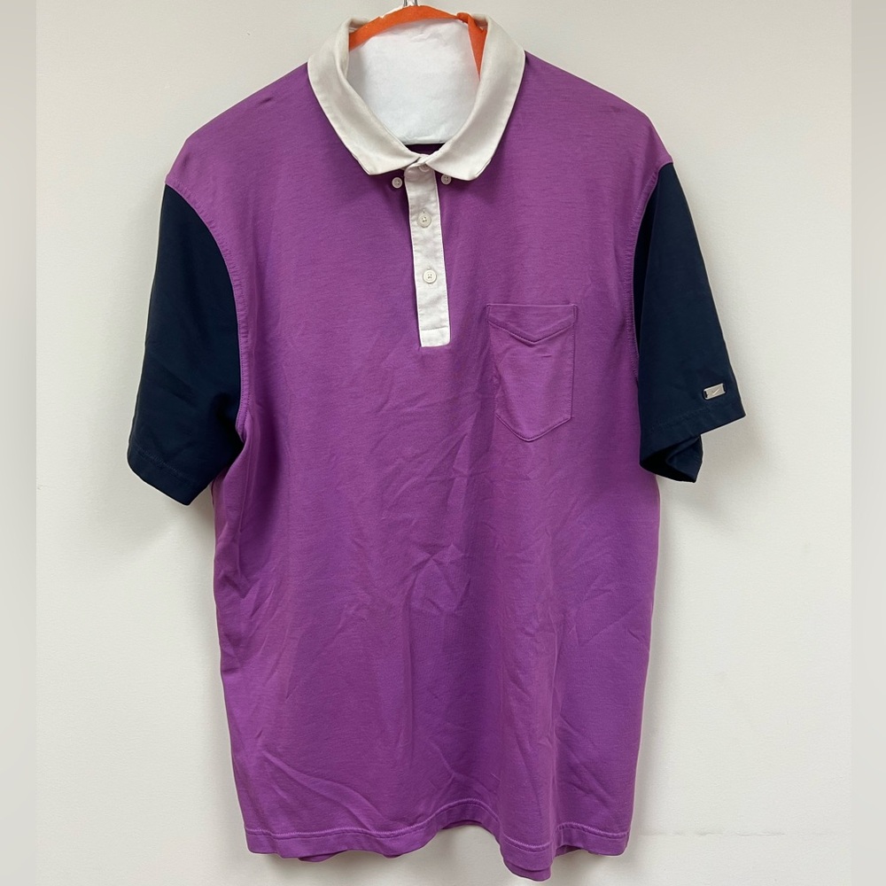 Nike Purple and Navy Blue Golf Polo Short Sleeve Size Large